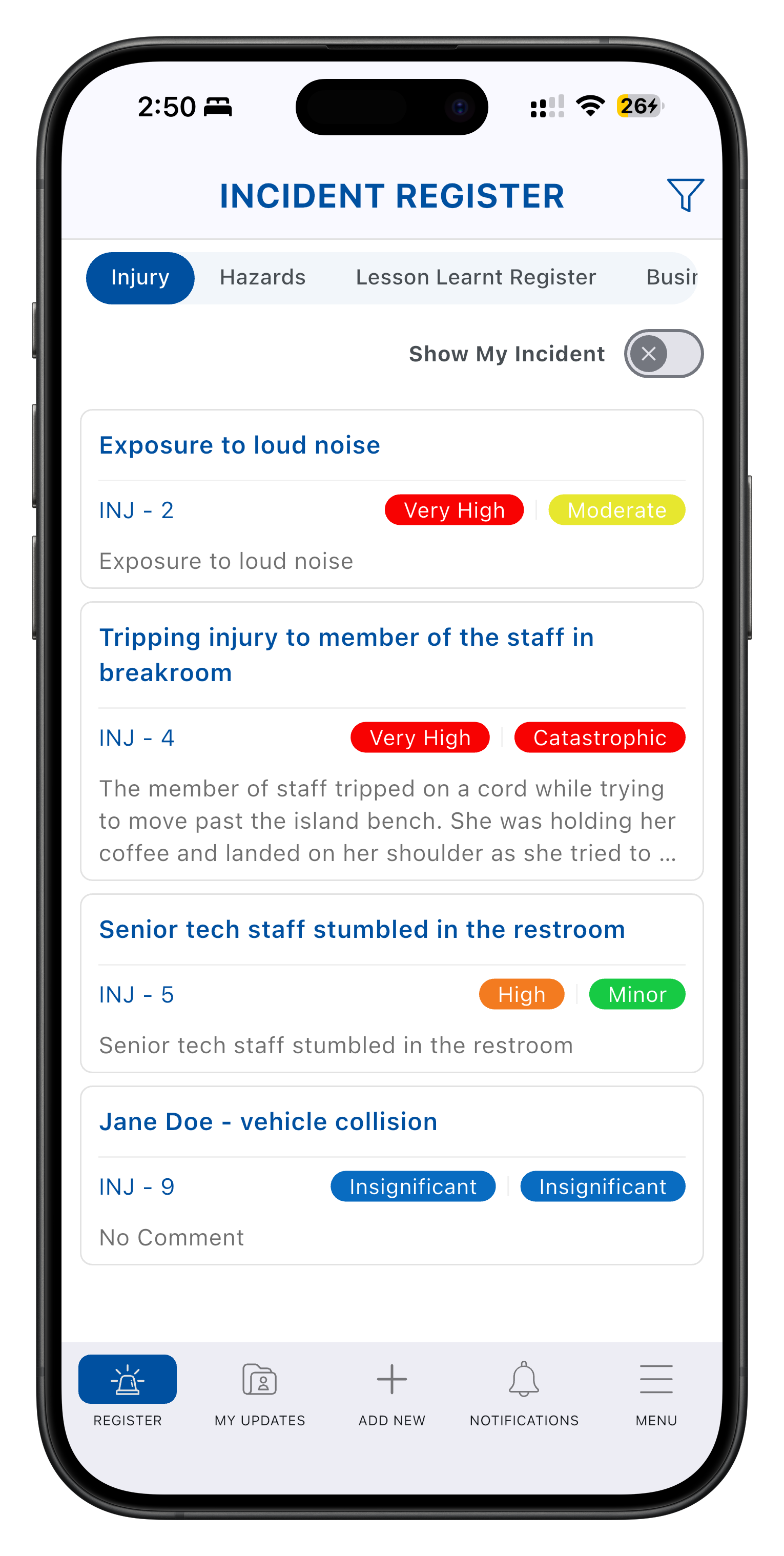 GSP Incident app screenshot