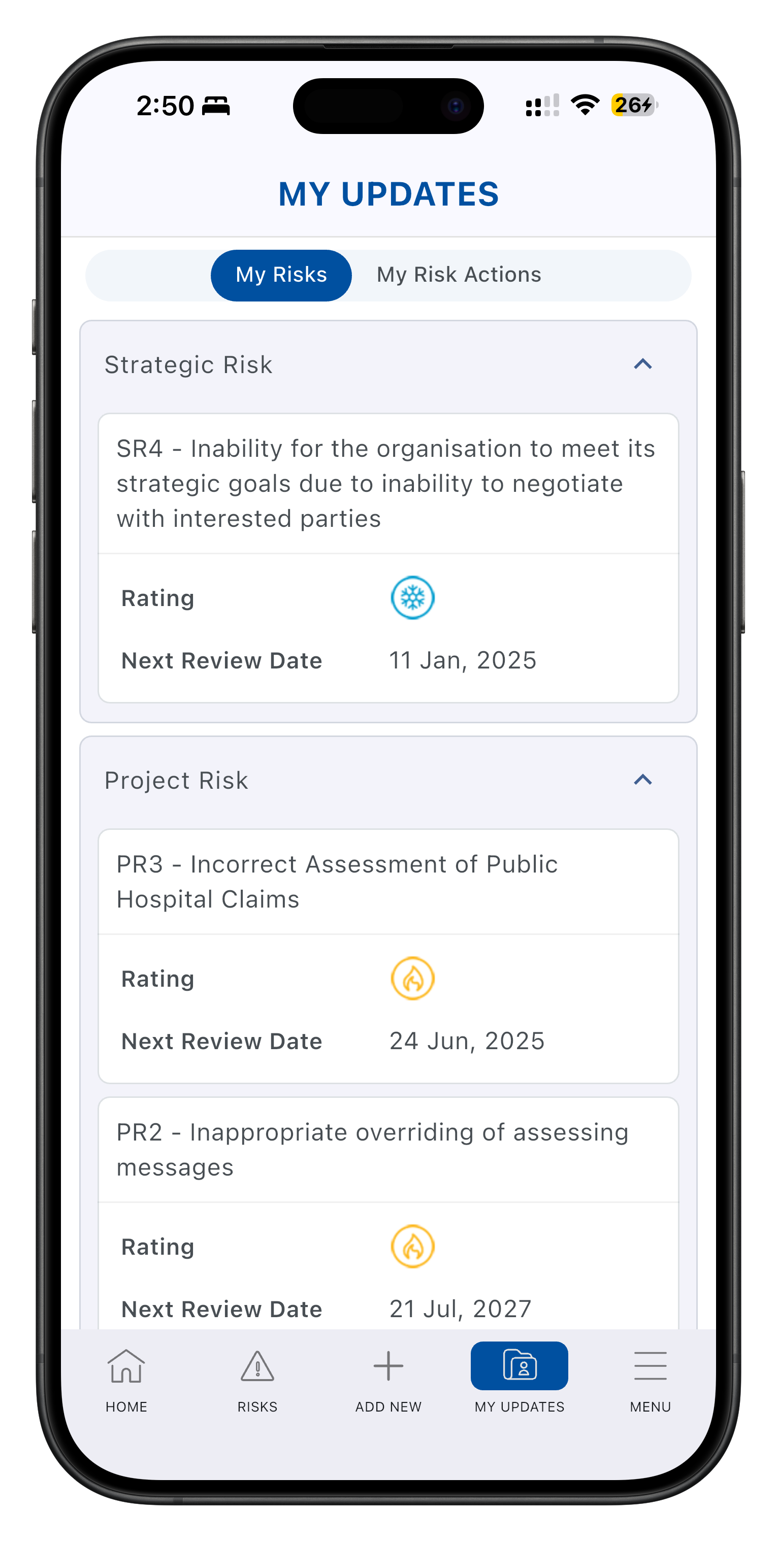GSP Risk app screenshot