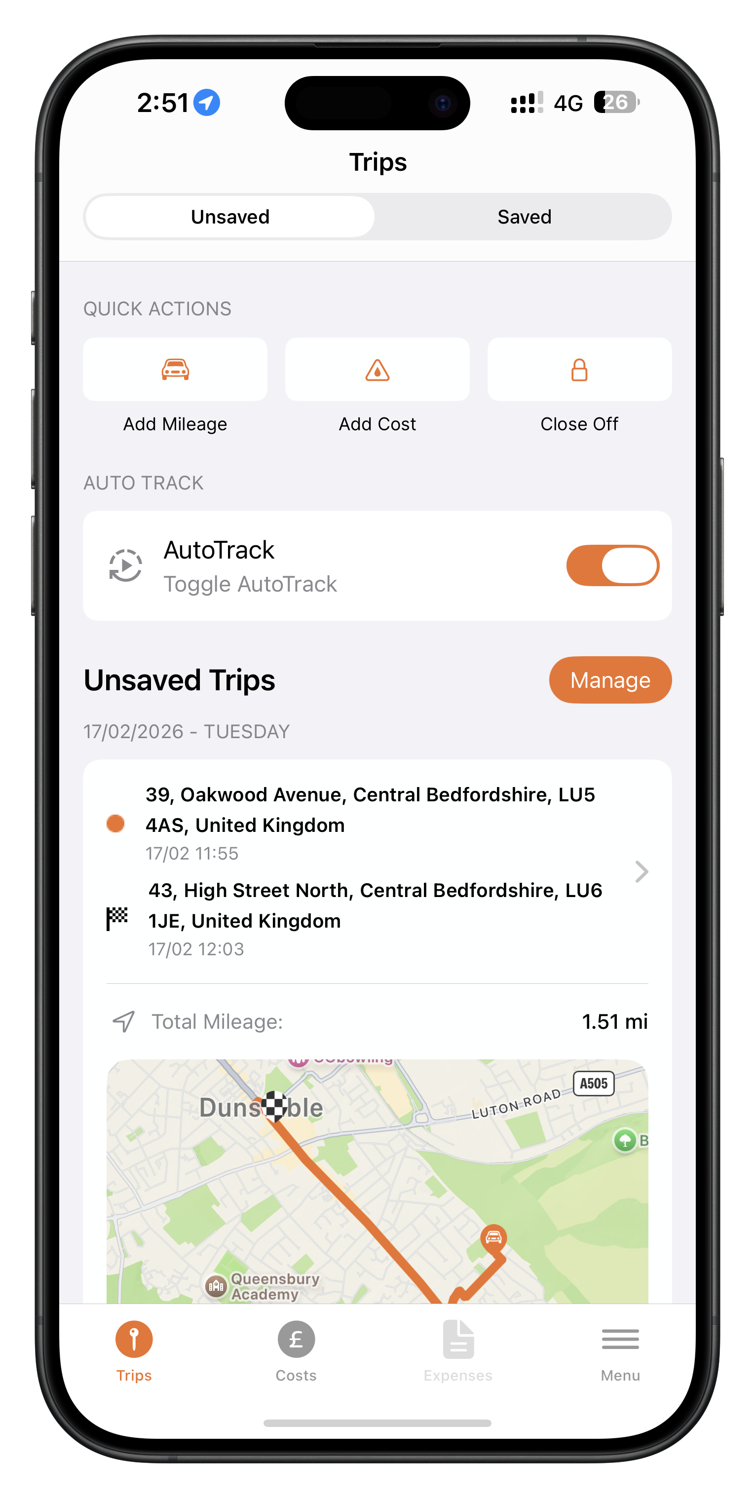 Mileage+ app screenshot