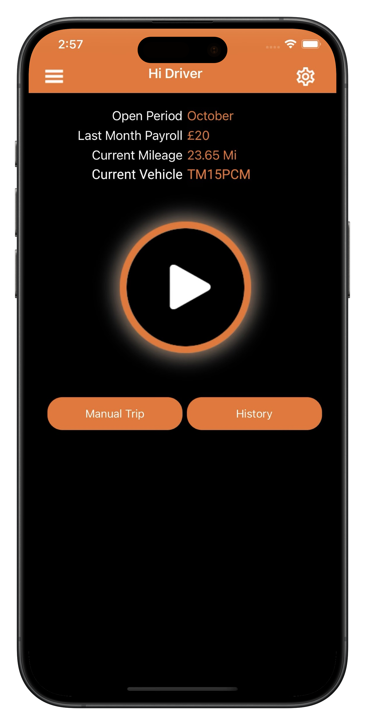 Mileage Track app screenshot